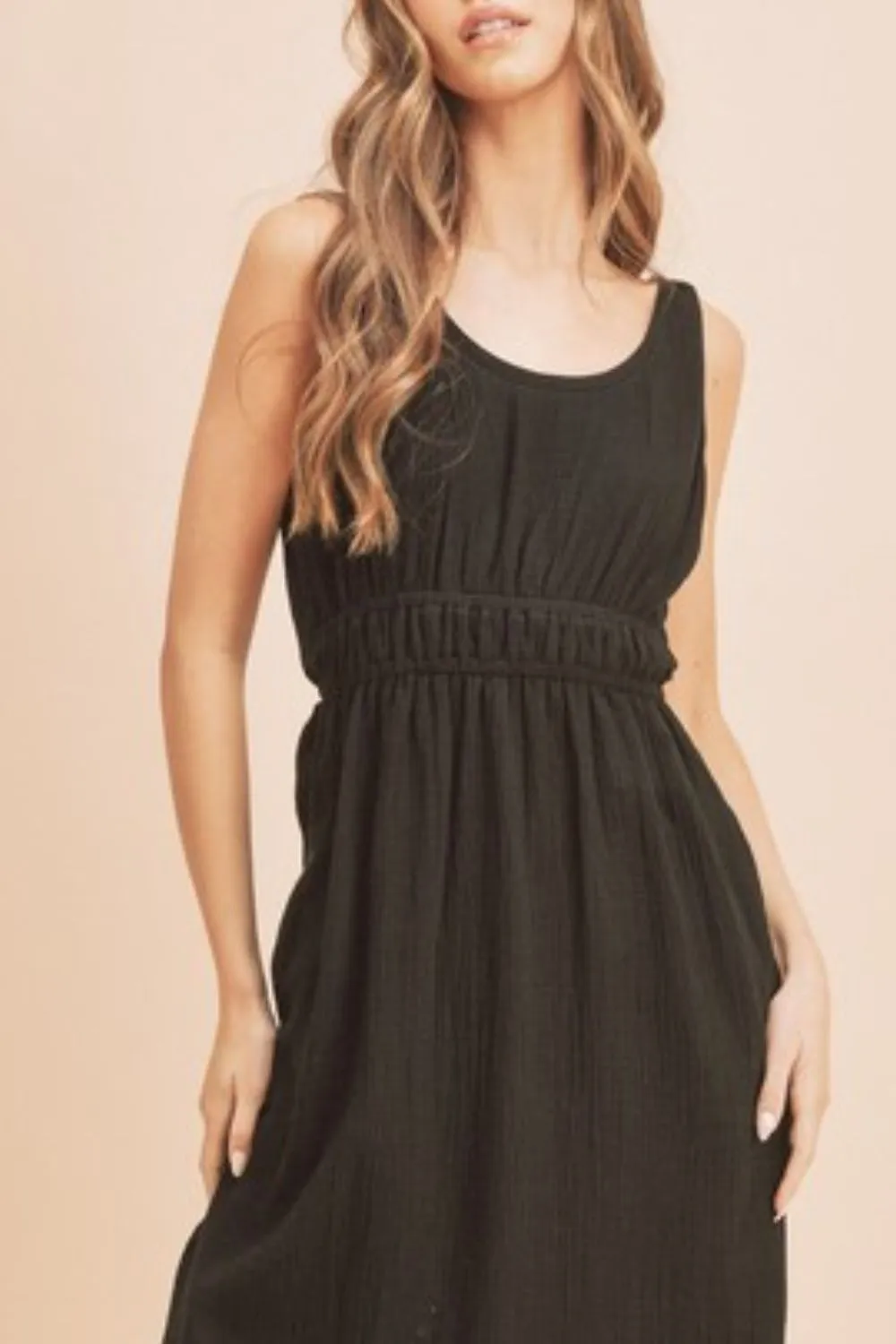 Aemi   Co Side Slit Round Neck Sleeveless Tank Dress