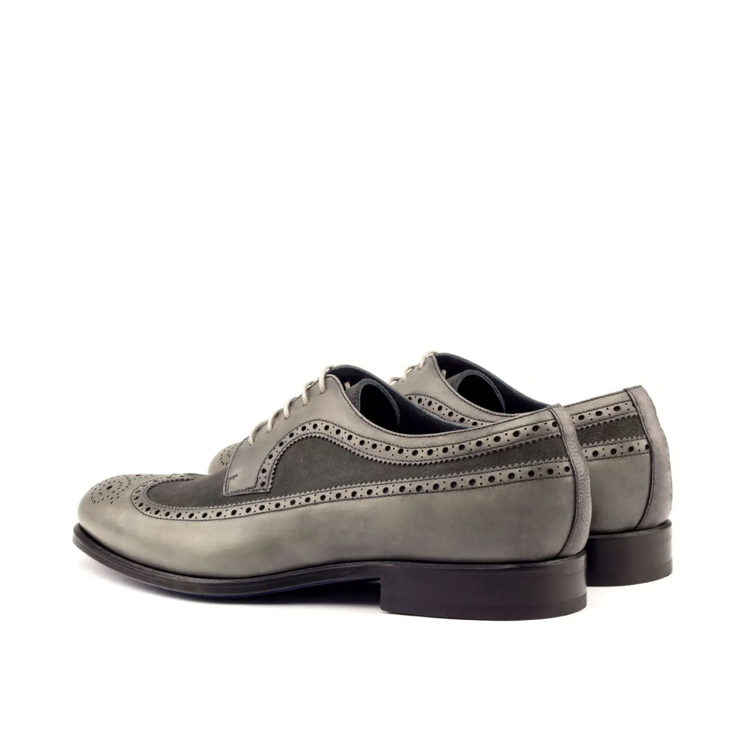 Ambrogio Men's Shoes Gray Suede / Full Grain / Calf-Skin Leather Wingtip Oxfords (AMB2095)