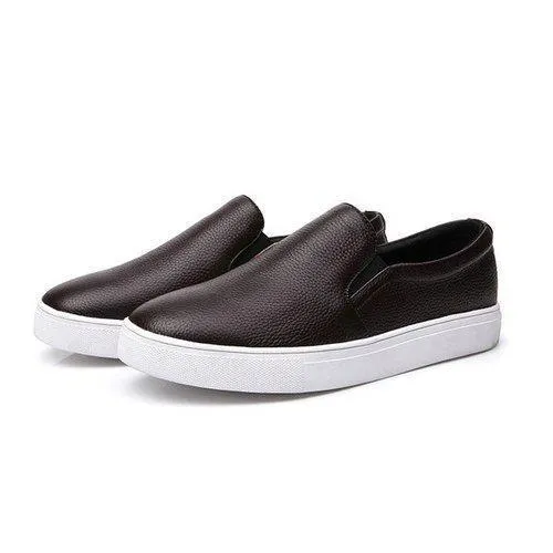 Big Size Men Leather Breathable Pure Color Casual Slip On Sport Flat Loafers
