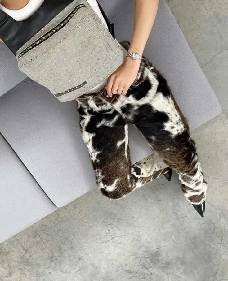 Black White Hair On Cowhide Pants