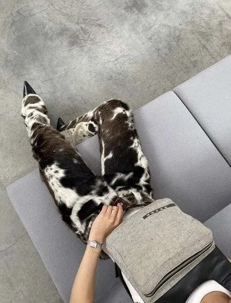 Black White Hair On Cowhide Pants