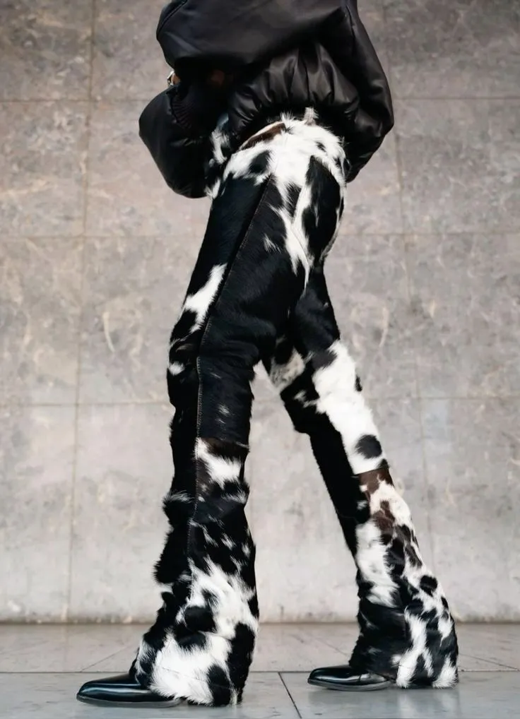 Black White Hair On Cowhide Pants