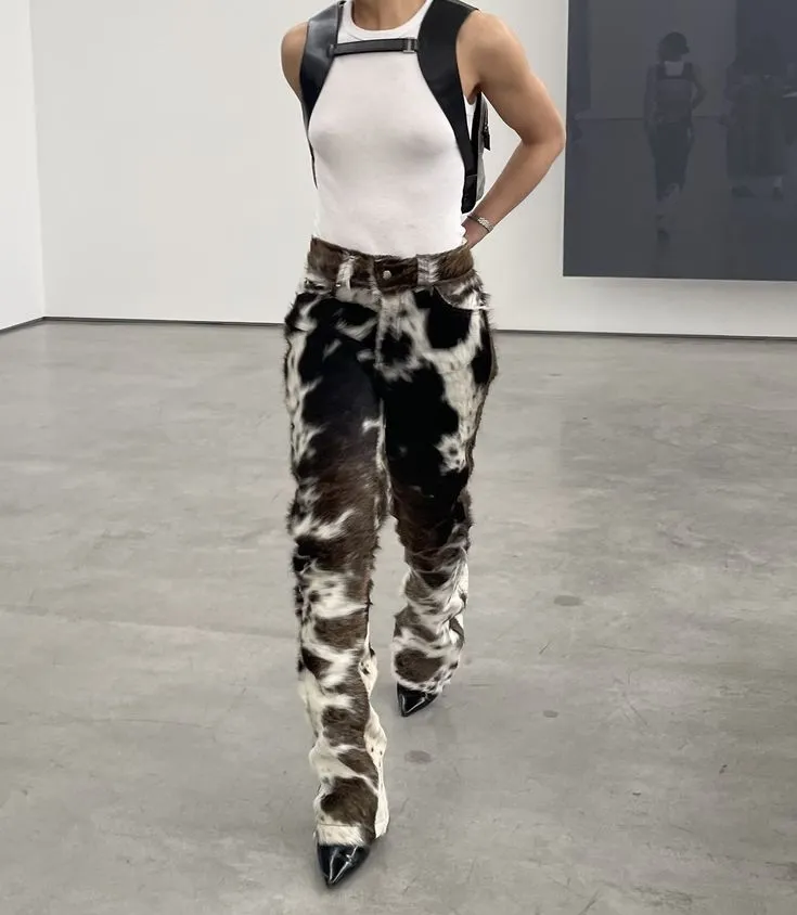 Black White Hair On Cowhide Pants