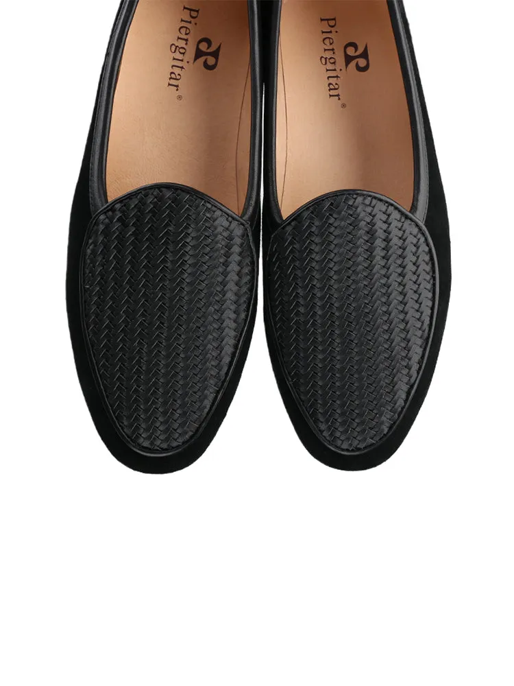 British style classic black nubuck leather stitching woven cowhide men's loafers casual versatile slip-on slip-ons