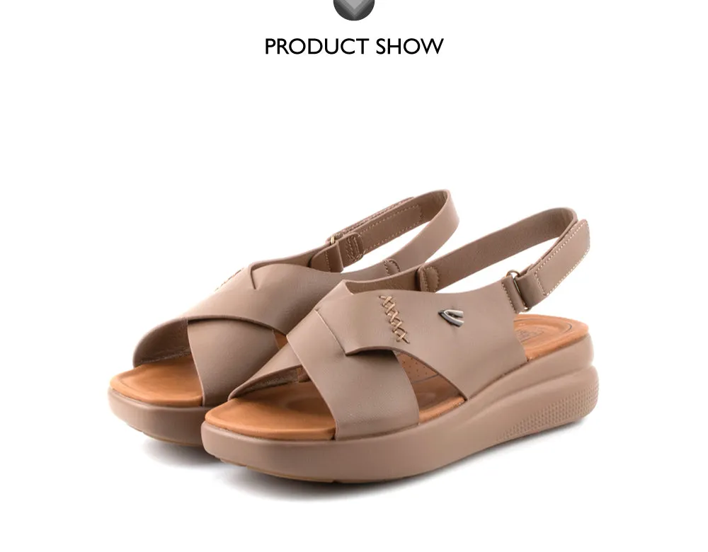 camel active Women Victoria Cross-Strap Comfort Sandals -782401-YR01SV-6-KHAKI