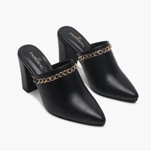 Chain Accented Pointed Mules