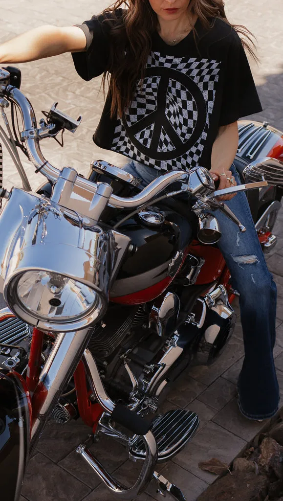 Checkered Peace Graphic Tee