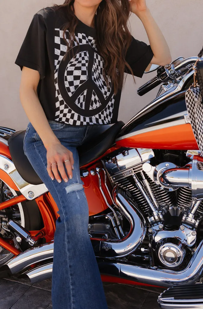 Checkered Peace Graphic Tee