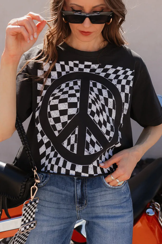 Checkered Peace Graphic Tee