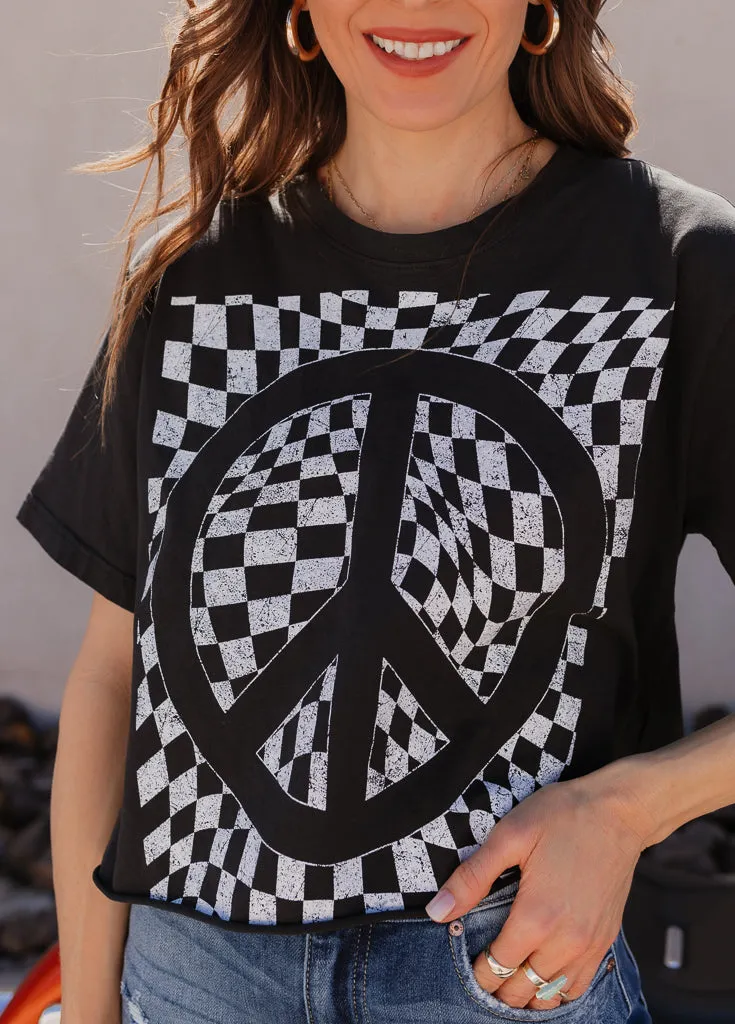 Checkered Peace Graphic Tee