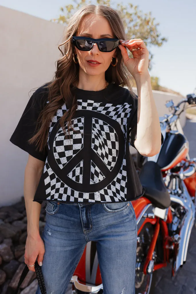 Checkered Peace Graphic Tee