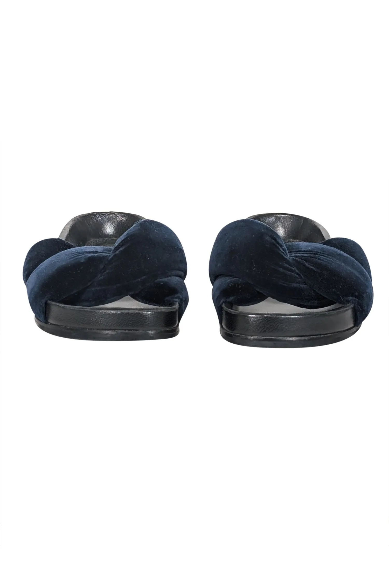 Chloe - Navy Plush Velvet Slide Sandals Sz 6