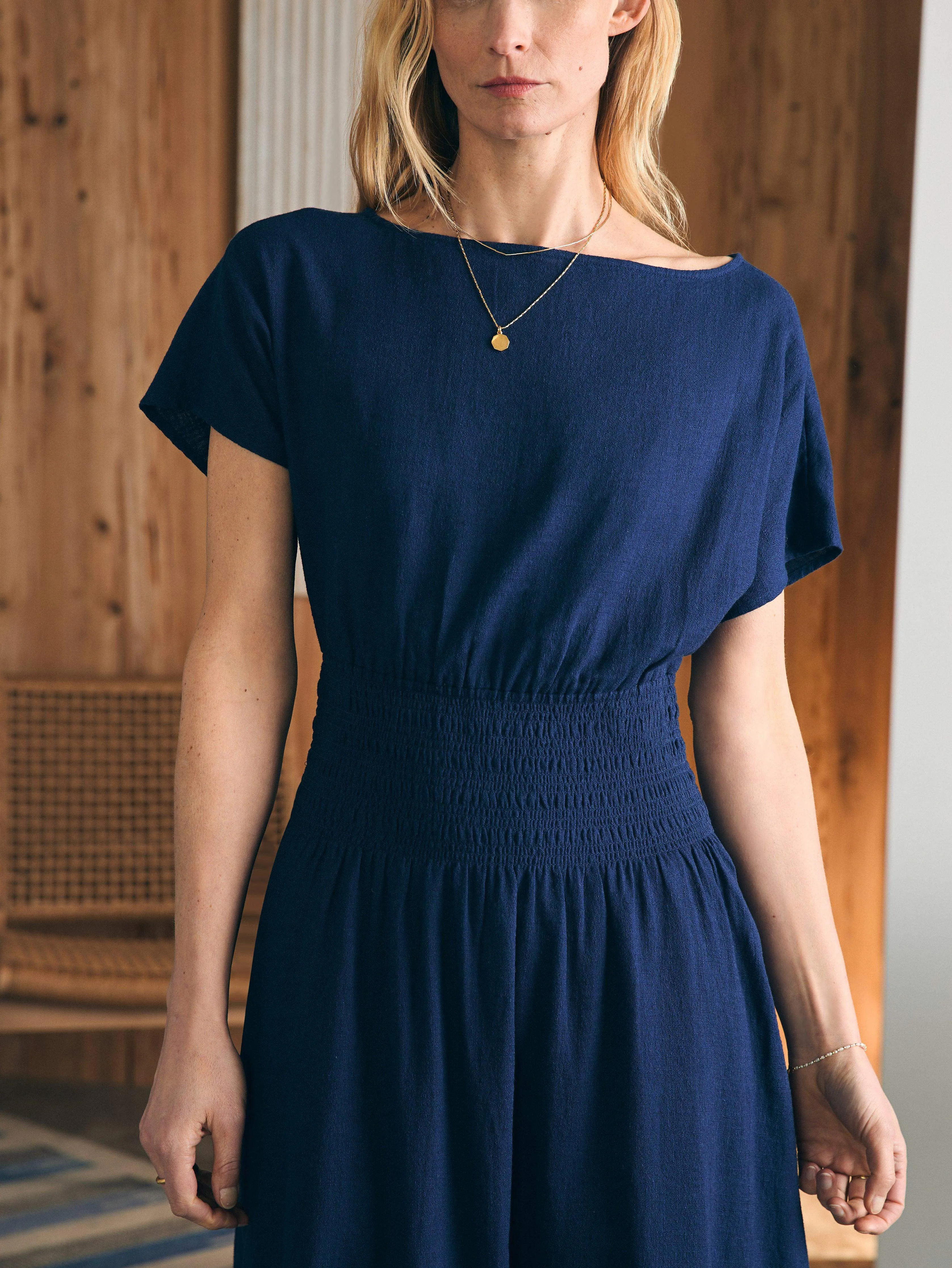 Coast To Coast Midi Dress - Navy
