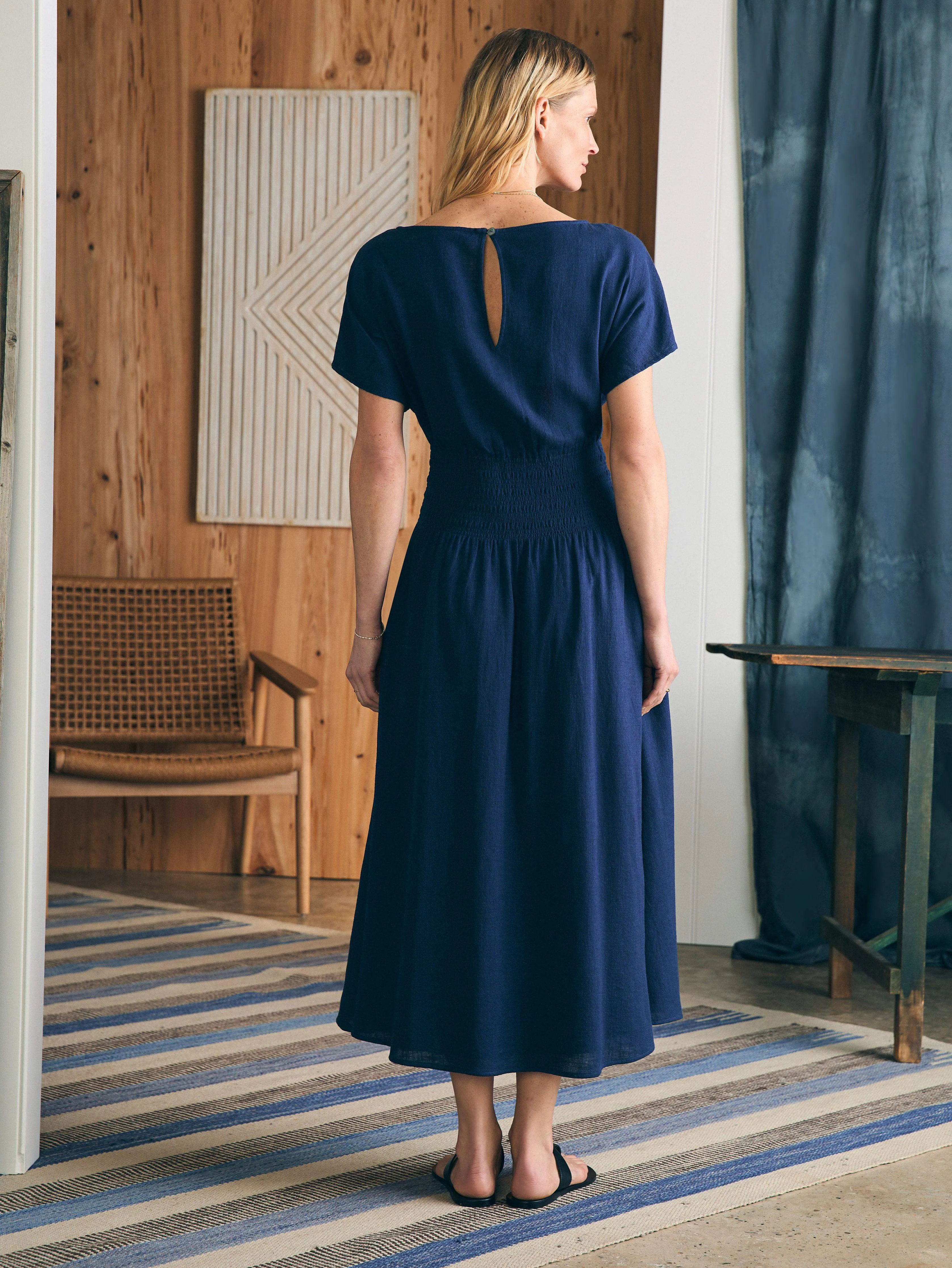 Coast To Coast Midi Dress - Navy
