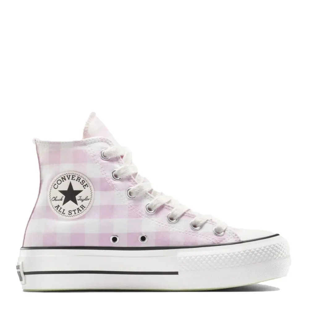 Converse Women's Chuck Taylor All Star Lift Platform High Gingham in Vintage White/Summit Pink