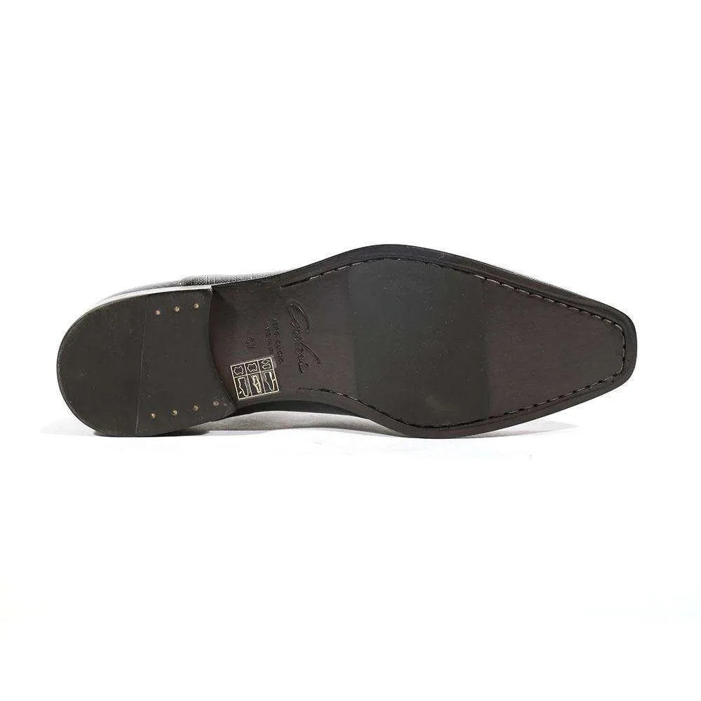 Corvari Designer Men's Designer Shoes Lino 515 Antracite Black Textured Leather Oxfords (COR1002)