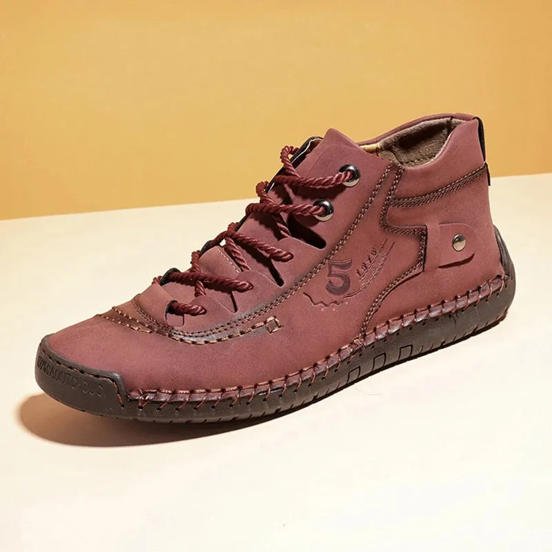 Jinquedai  Handmade Leather Casual Men Shoes Winter With Fur Shoes Men Loafers Comfort Walking Shoes Men Flats Hot Sale Moccasins Shoes