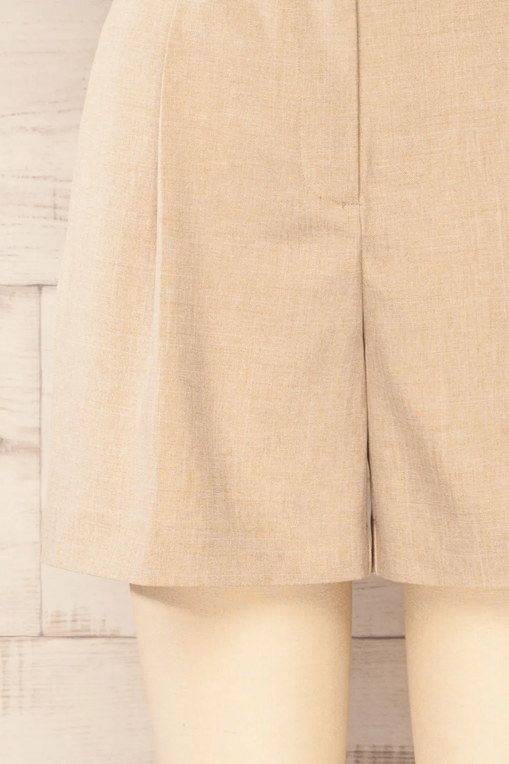 Kunga Beige | High-Waisted Shorts w/ Pockets