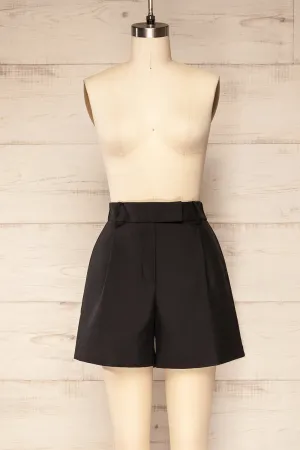 Kunga Black | High-Waisted Shorts w/ Pockets