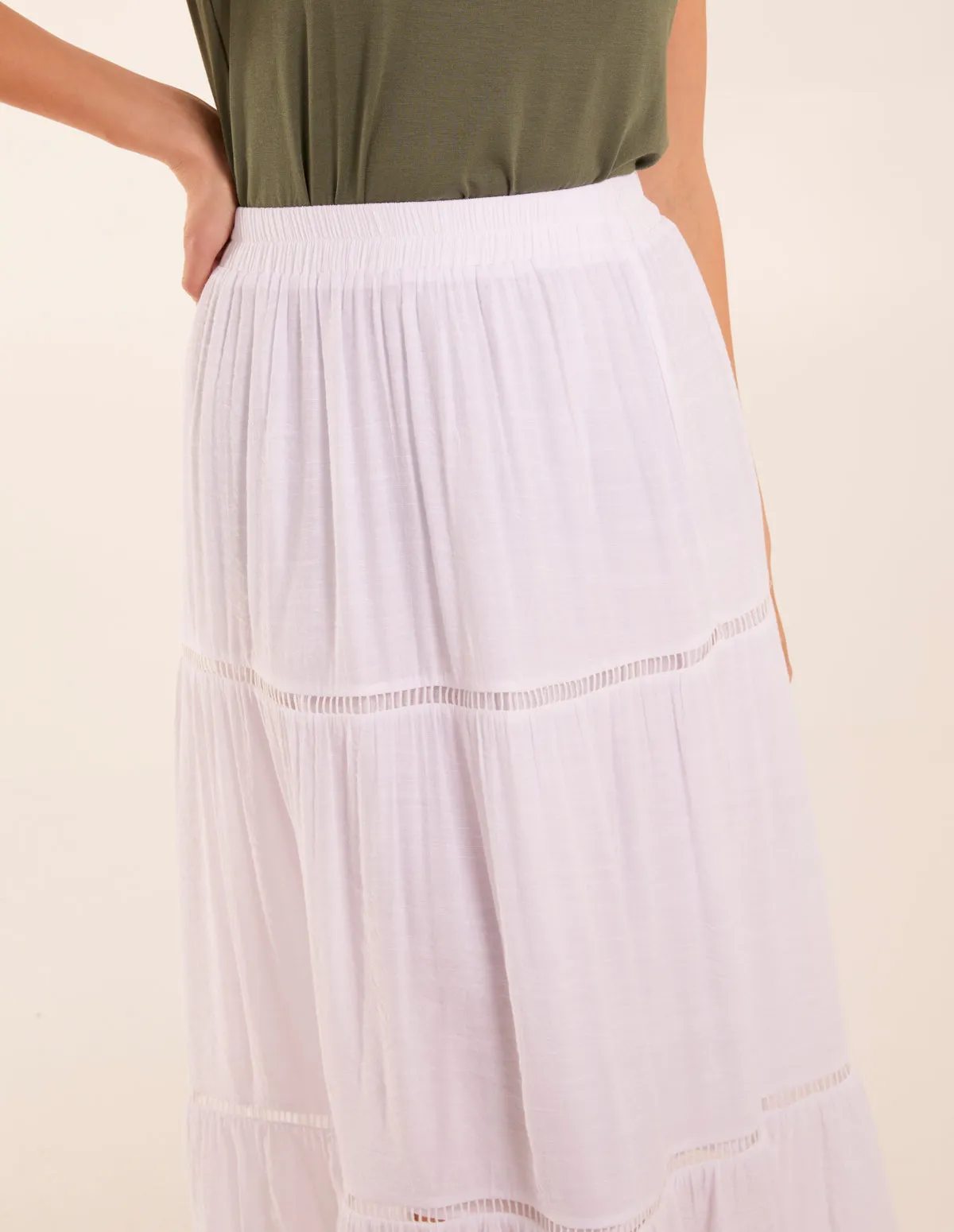 Ladder Trim Maxi Skirt