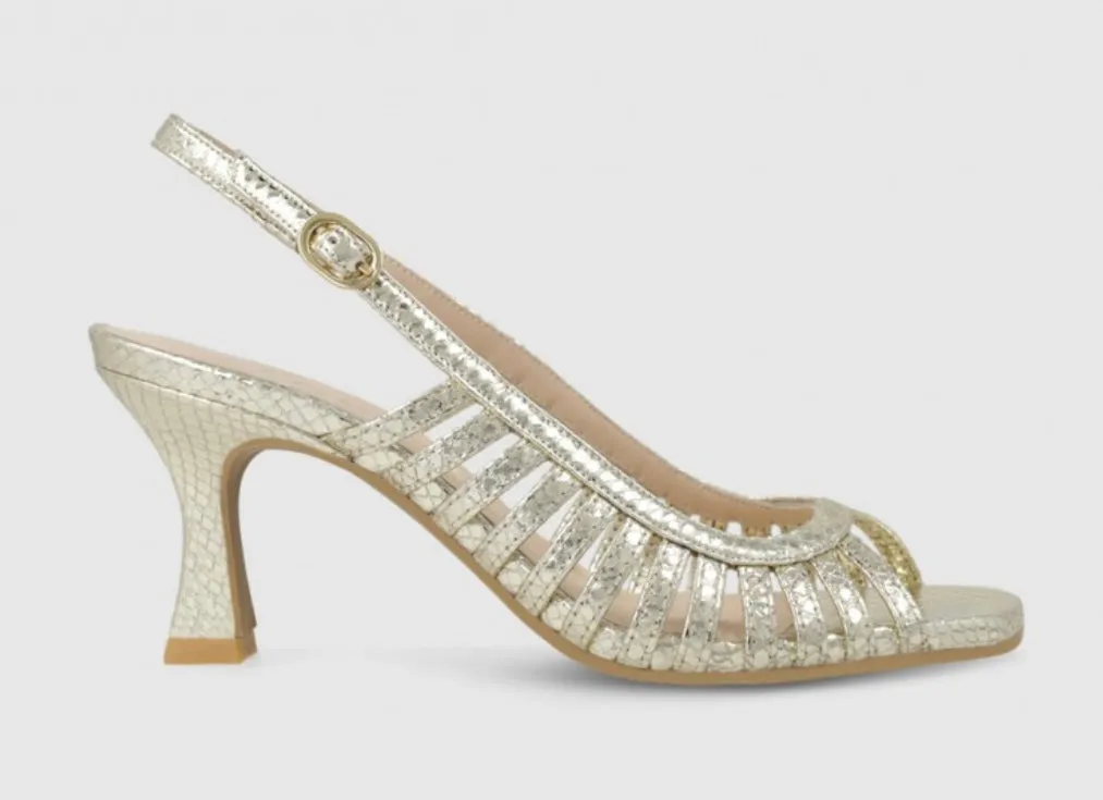 Lodi peep toe sling back gold sandals