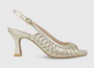 Lodi peep toe sling back gold sandals