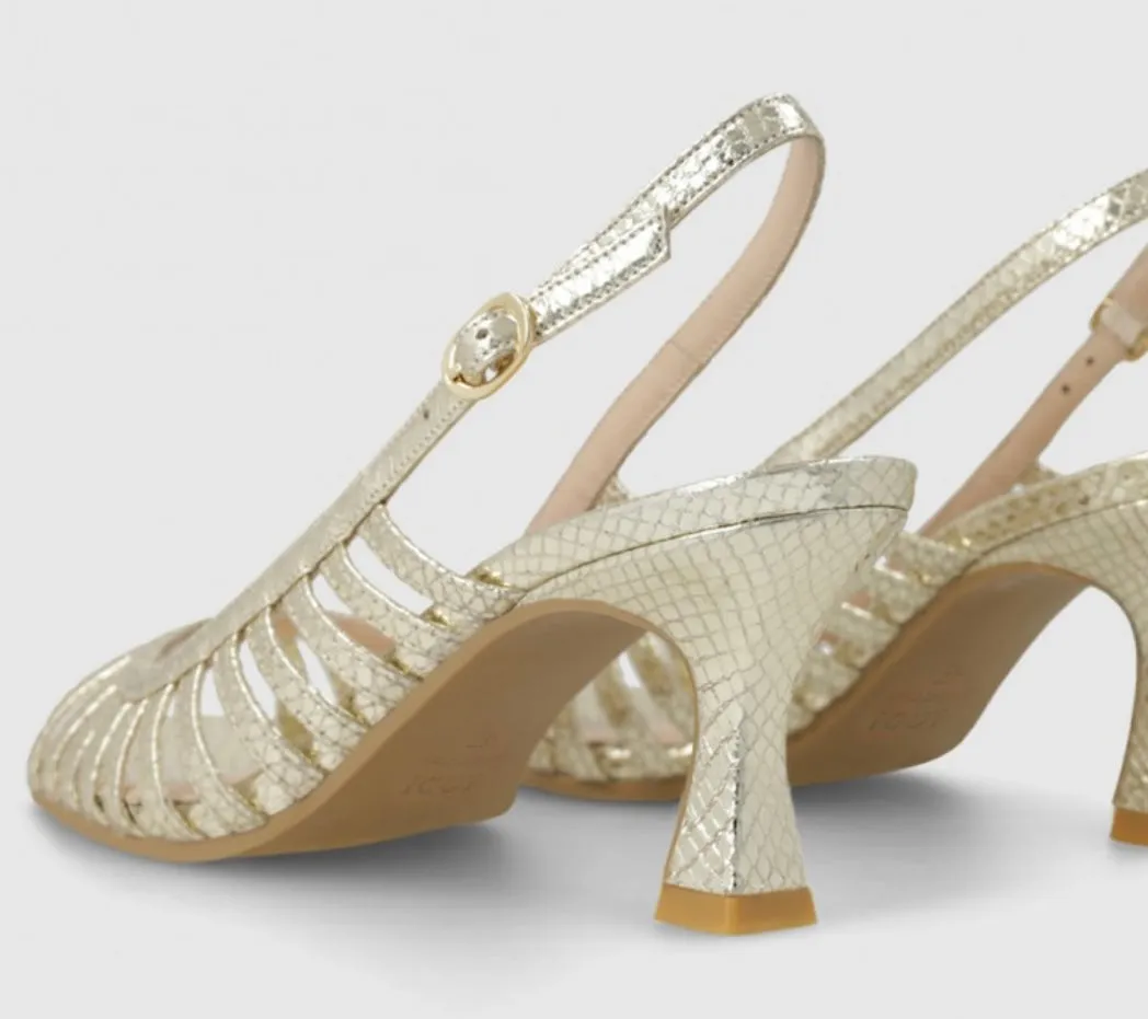 Lodi peep toe sling back gold sandals