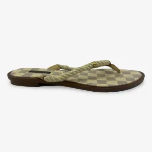 Louis Vuitton Women's Cream Damier Azur Leather Rope Sandals