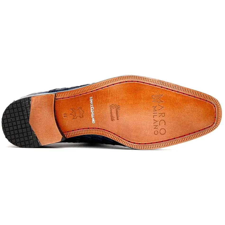 Marco Di Milano Caribe Men's Shoes Newspaper & Black Exotic Hornback Crocodile Skin Derby Oxfords
