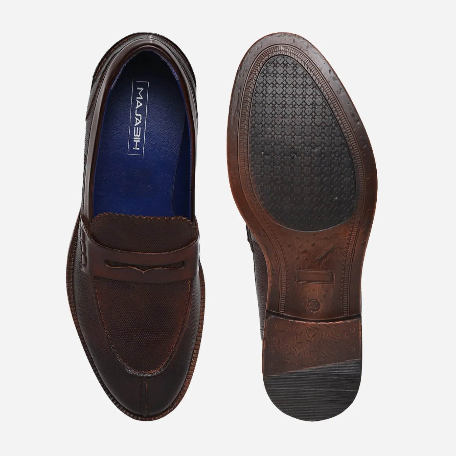 Masabih Genuine Leather Brown Loafer Slipon Shoes for Men