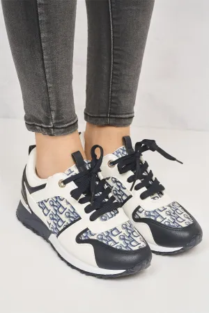 Mi Amor D-Logo Lace Up Trainer in Navy