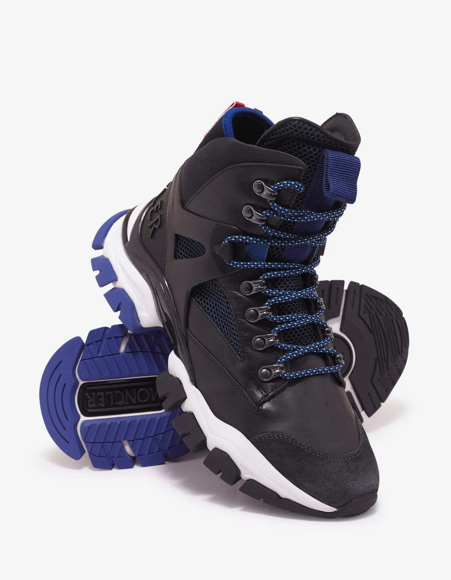 Moncler Tristan Black Leather & Mesh High Top Trainers