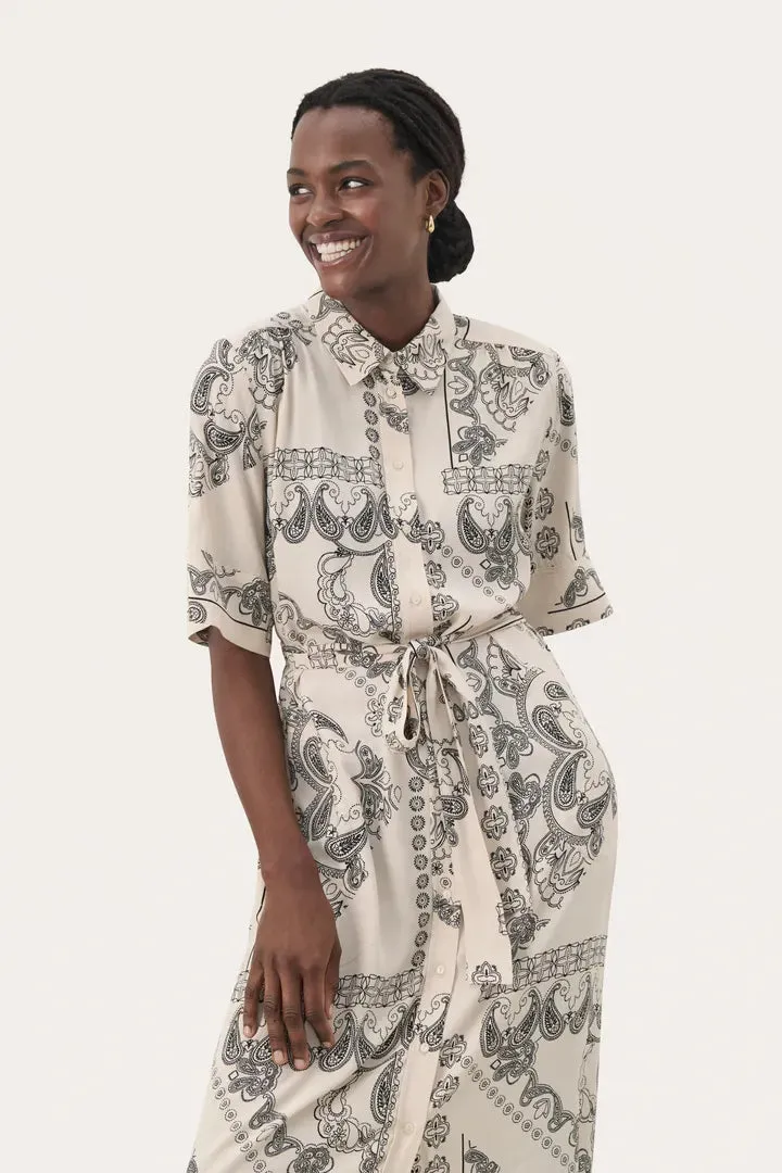 Part Two Melucan belted shirt dress French Oak Graphic Paisley