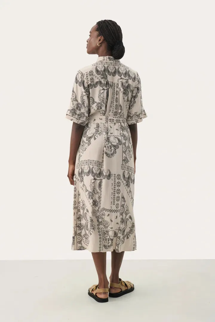 Part Two Melucan belted shirt dress French Oak Graphic Paisley