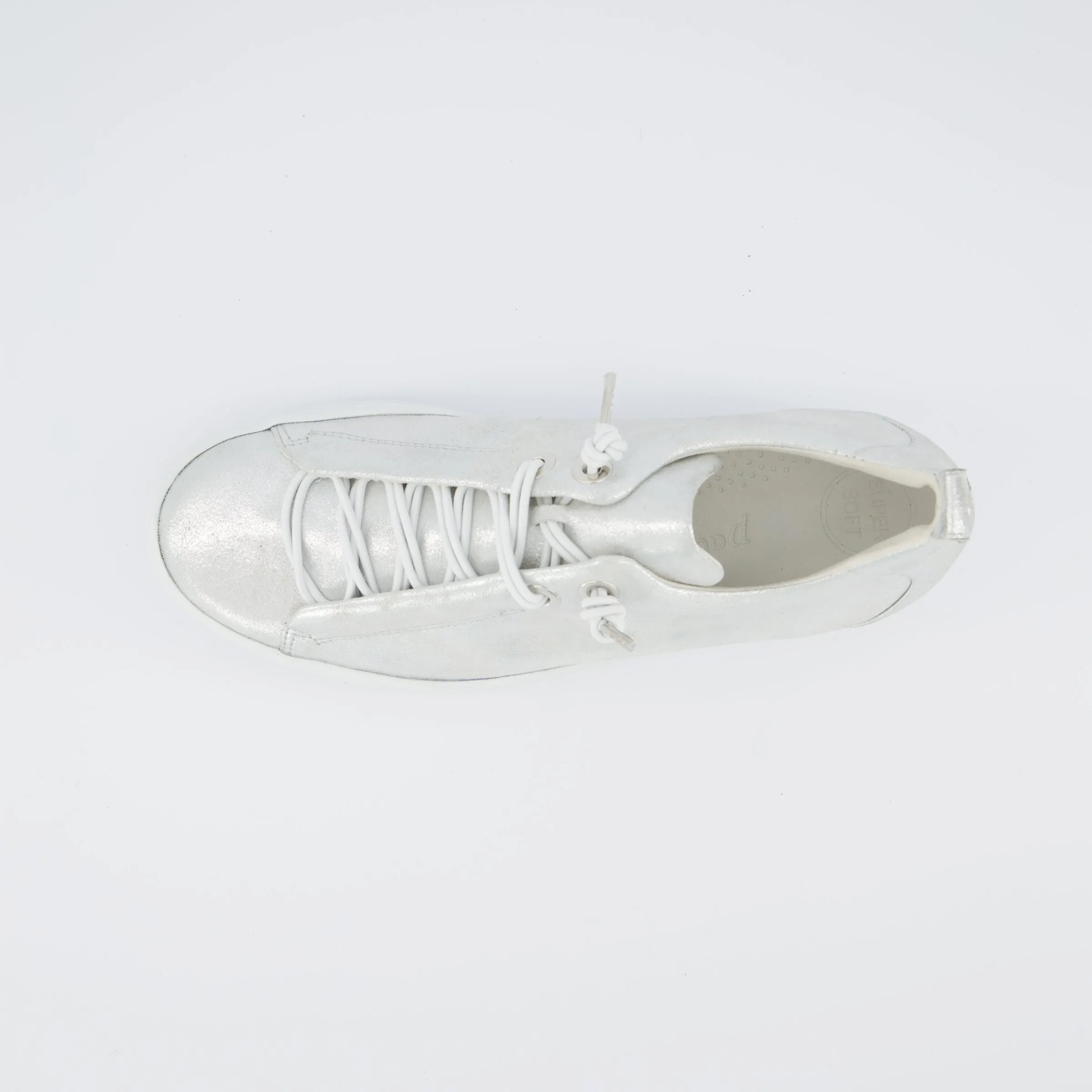 PAUL GREEN Silver Metallic Leather Trainer 5317