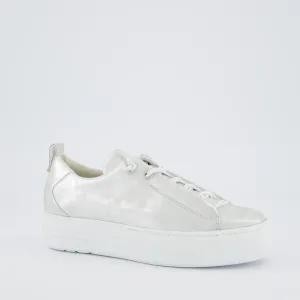 PAUL GREEN Silver Metallic Leather Trainer 5317