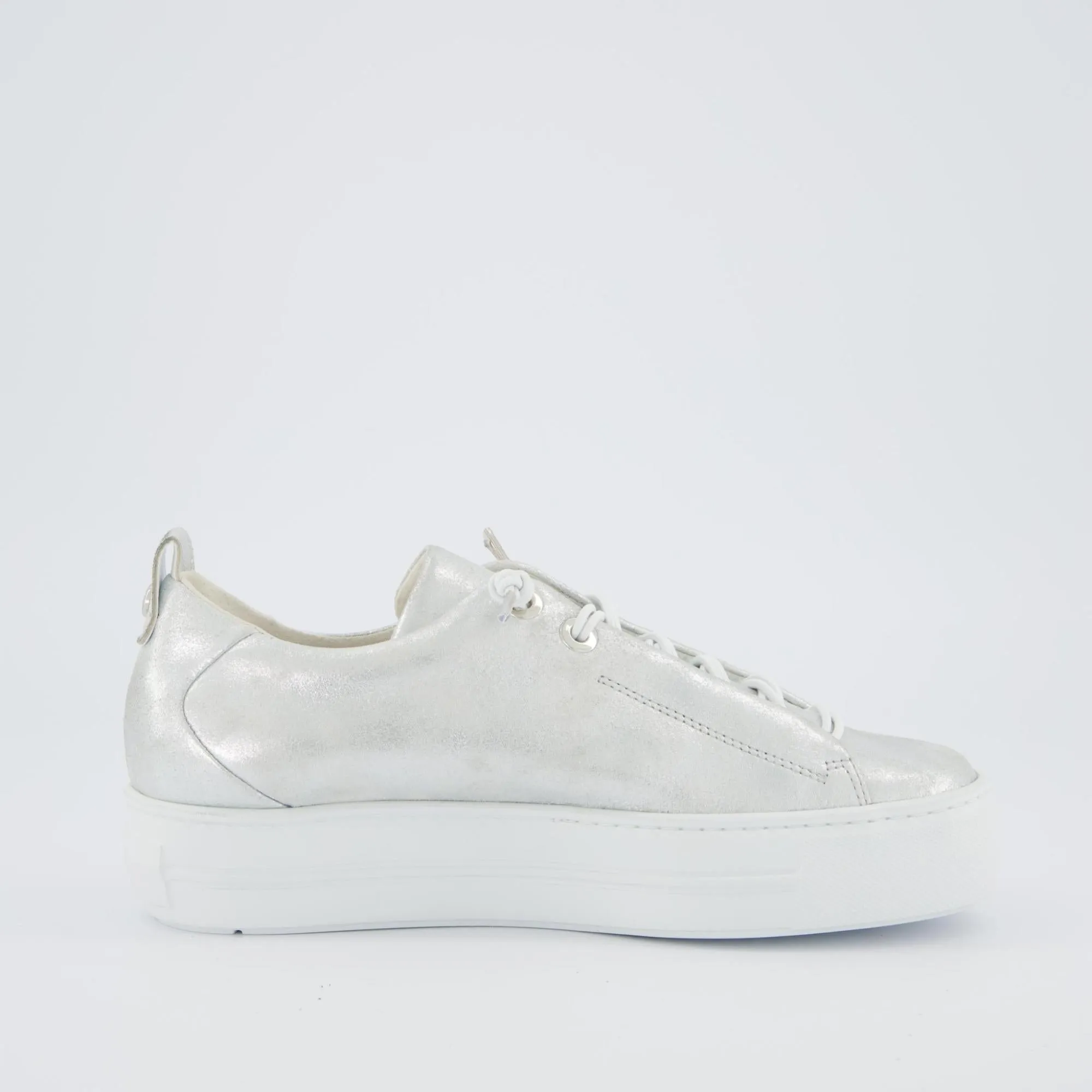 PAUL GREEN Silver Metallic Leather Trainer 5317