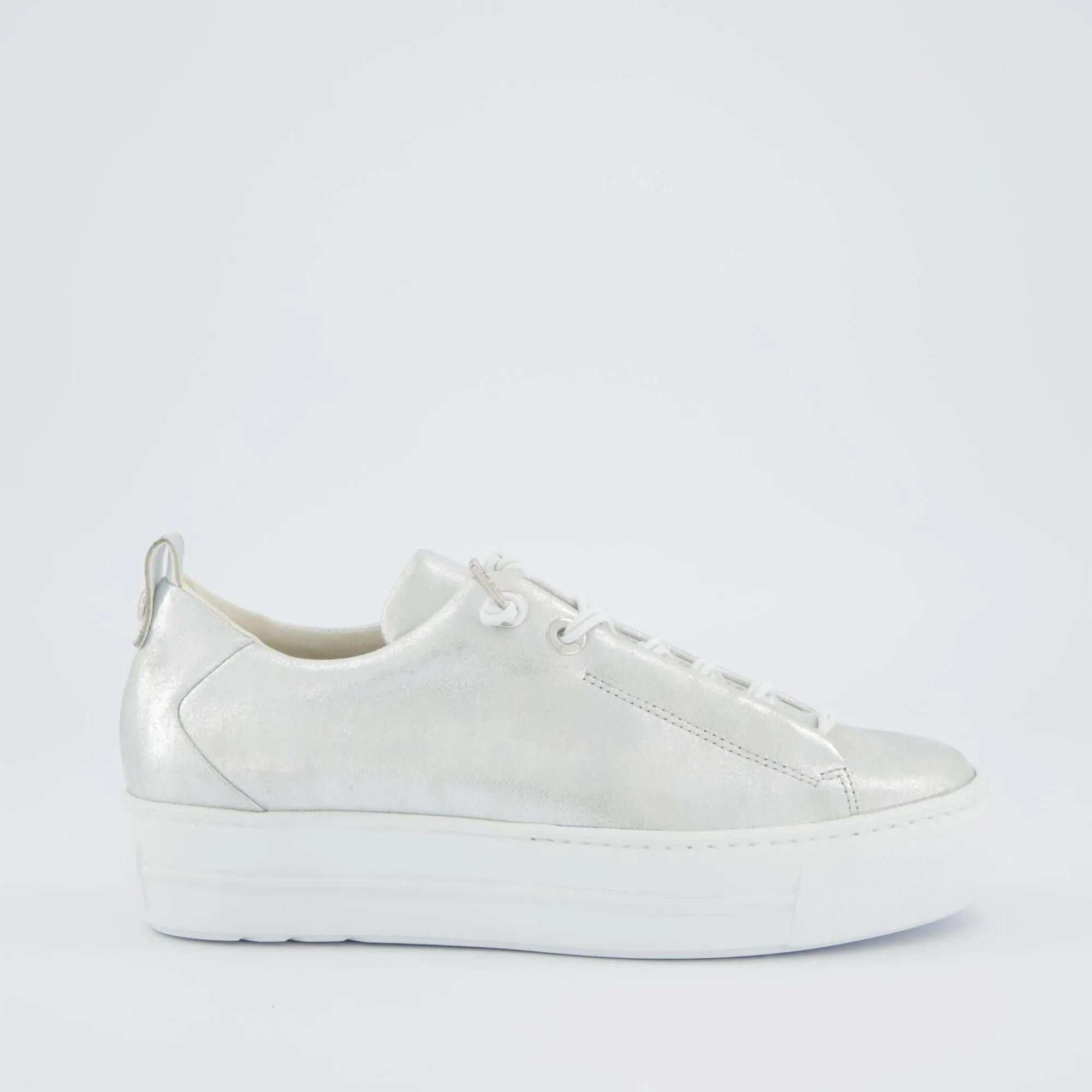 PAUL GREEN Silver Metallic Leather Trainer 5317