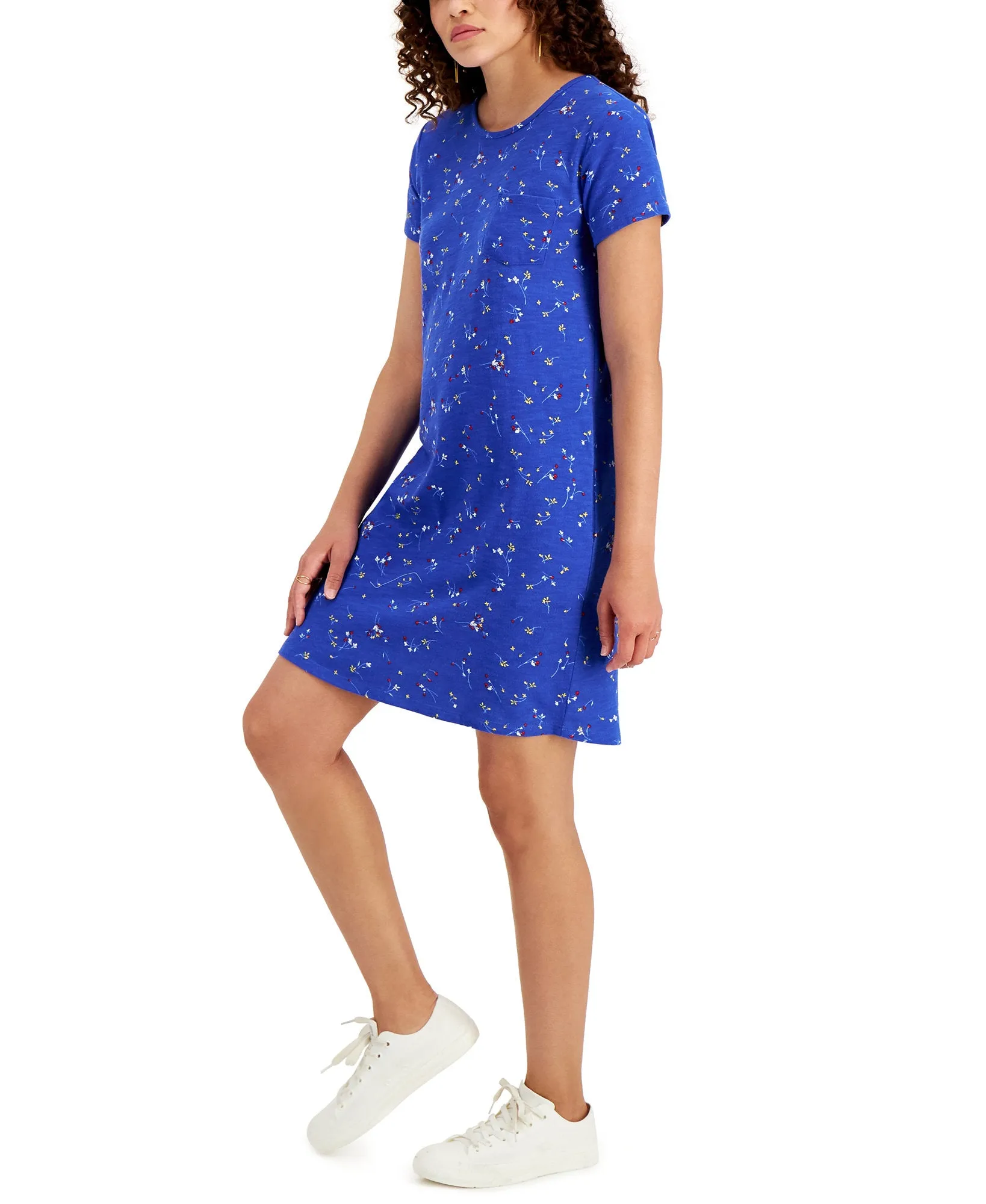 Petite Cotton Print T-Shirt Dress
