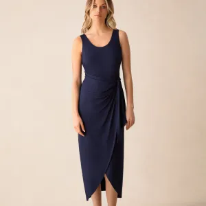 Ro&Zo Navy Jersey Tie Waist Dress