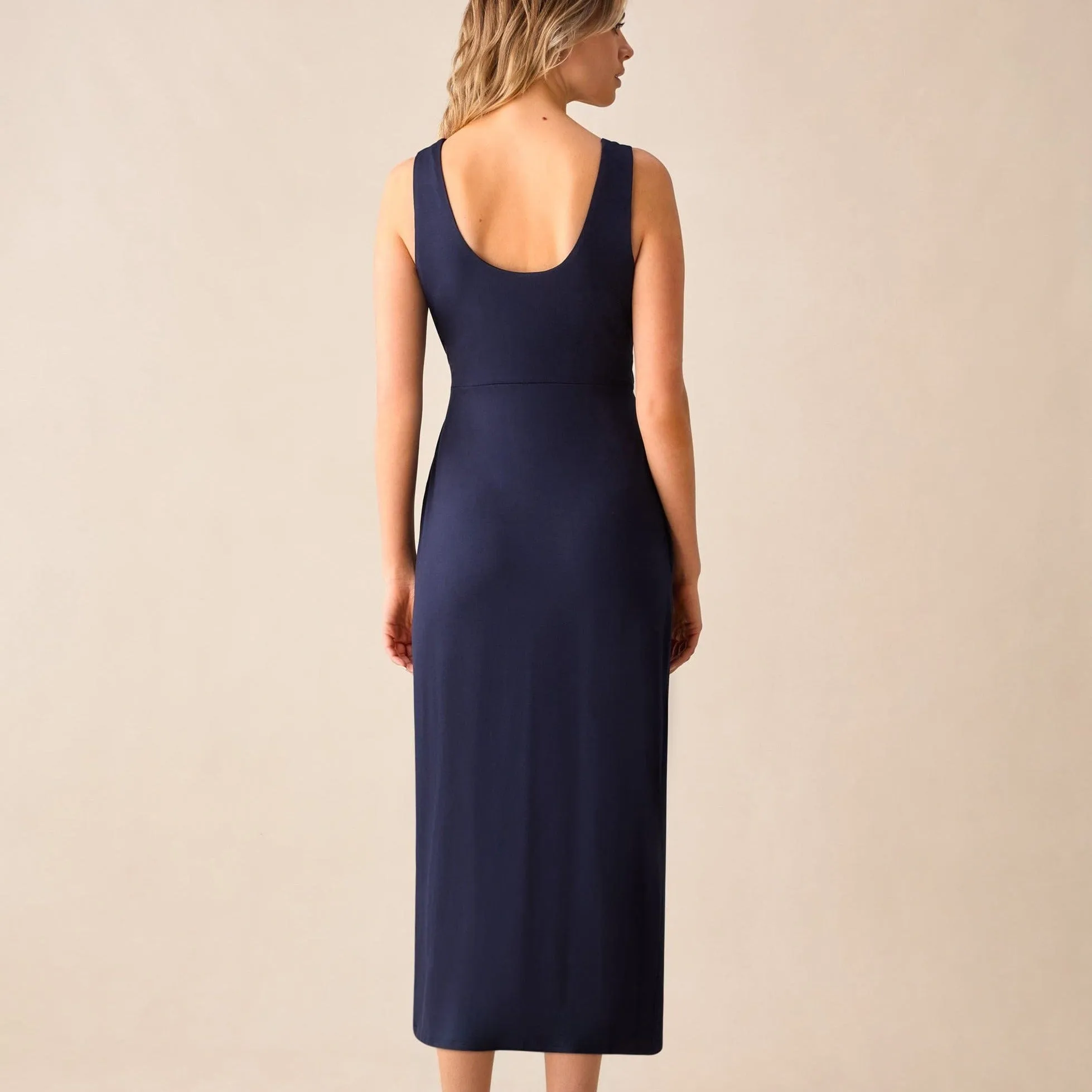 Ro&Zo Navy Jersey Tie Waist Dress