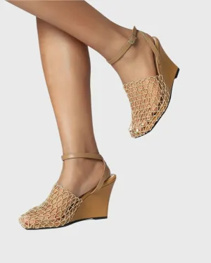 Sadiya Fishnet Strap Wedge Sandals