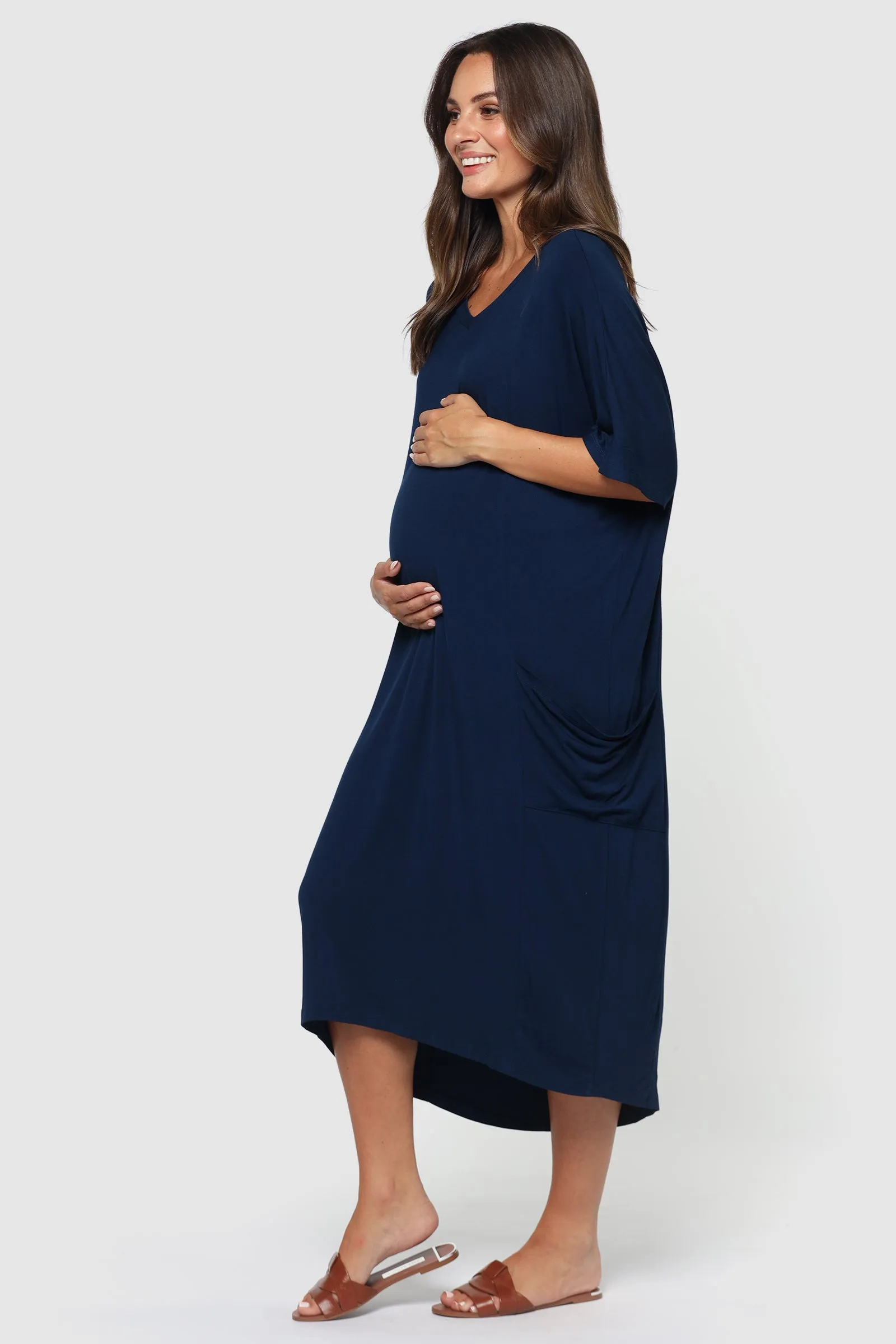Samara Maternity Dress - Navy