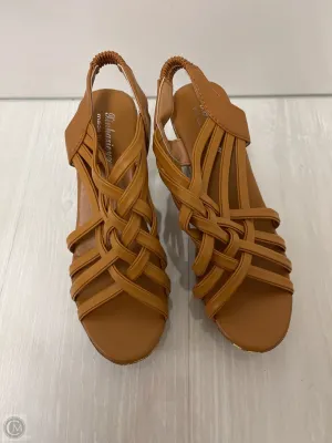 Sandals Heels Wedge By Clothes Mentor In Brown, Size: 8.5