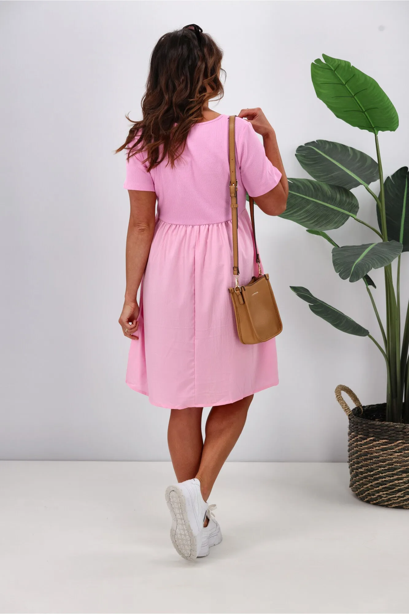Shine On Label Amara Rib Bodice Dress Pink