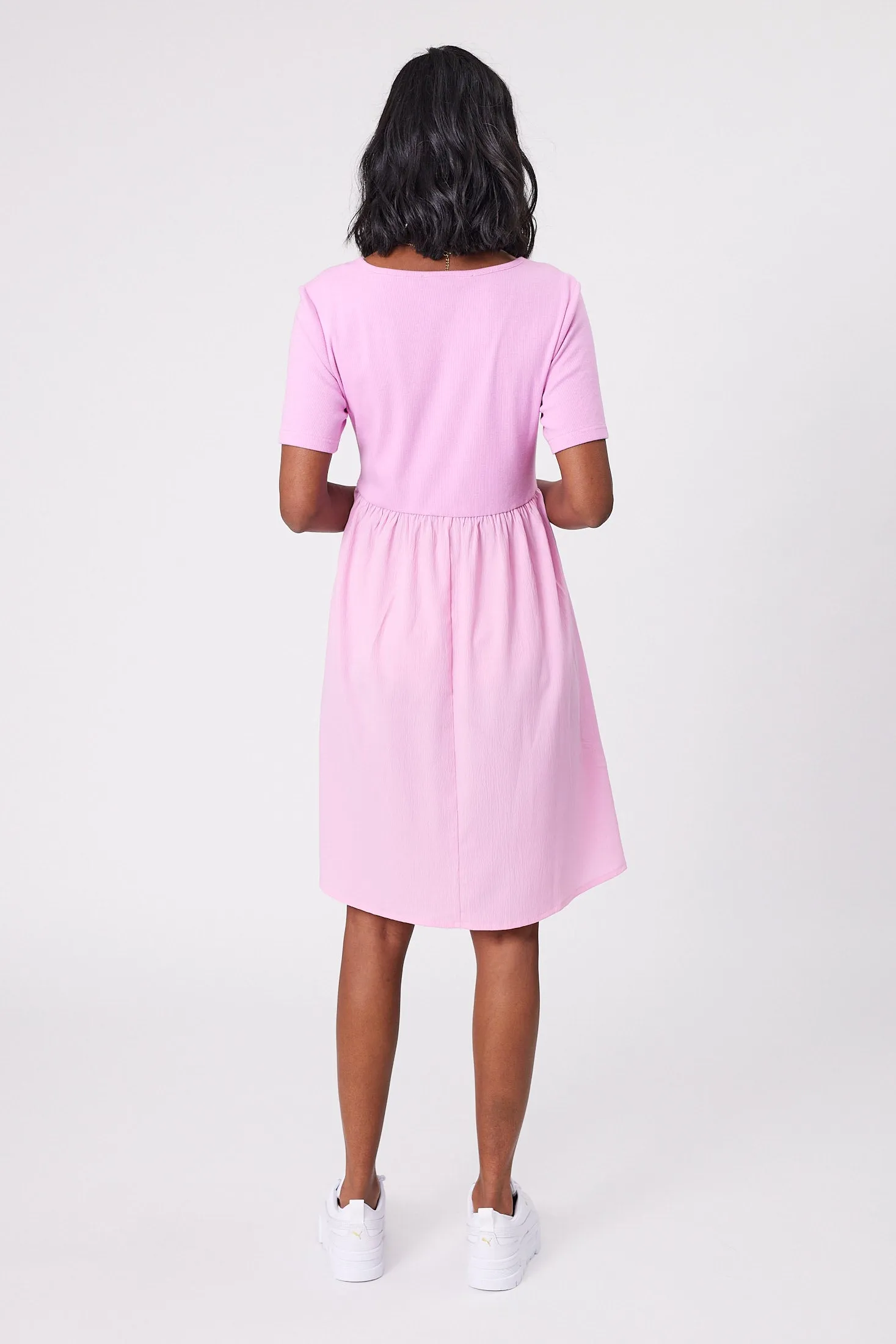 Shine On Label Amara Rib Bodice Dress Pink