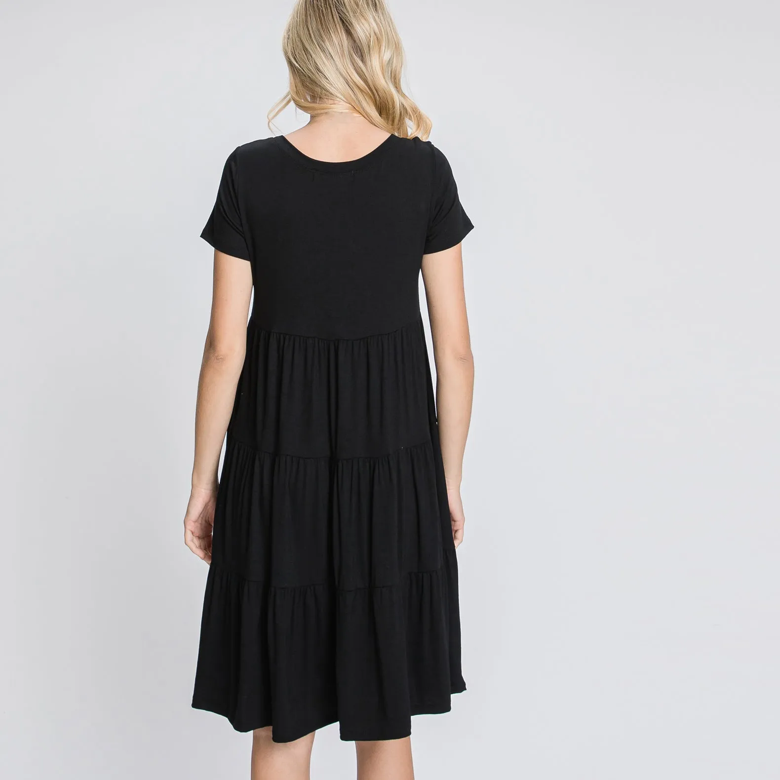 Short Sleeve Casual Tiered Dress