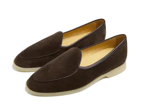 Stride Loafers in Dark Brown Glove Suede Natural Sole