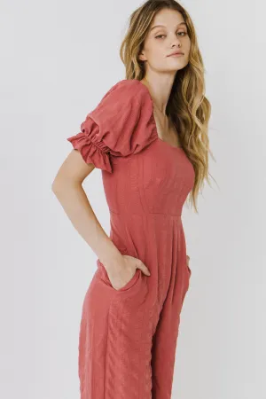 Textured Square Neck Jumpsuit