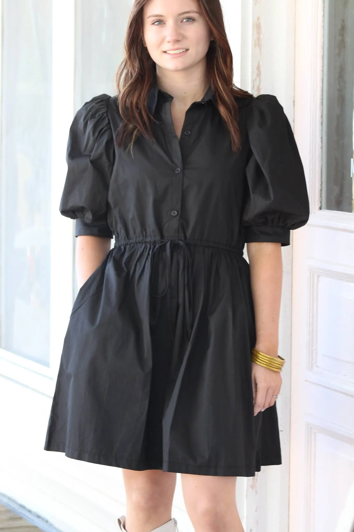 The Best Day Black Balloon Sleeve Mini Dress